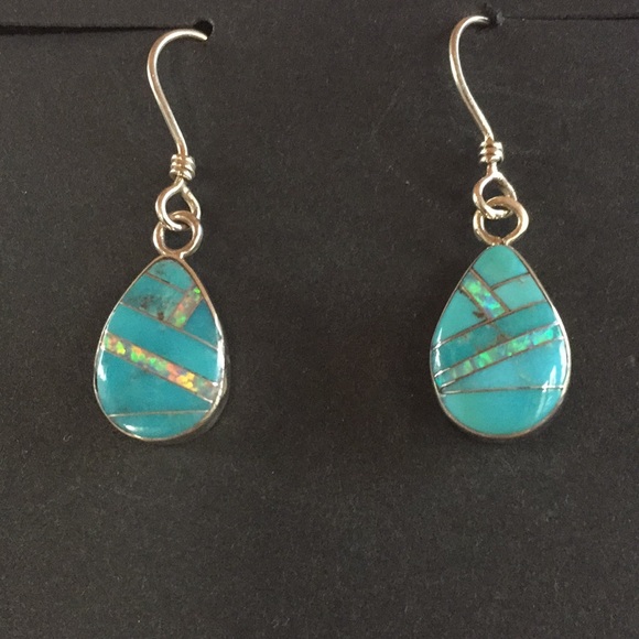 Jewelry - Turquoise, Opal & Sterling Silver Earrings